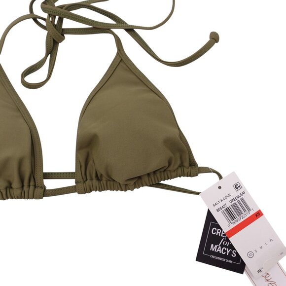 NWT Salt + Cove Slider Triangle Bikini Top Sz XS Greenleaf Green Halter Lined - Picture 5 of 9